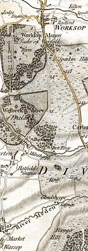 Extract of Walkers' map of Nottinghamshire, 1836
