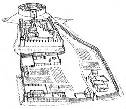 Plan of Laxton castle, c. 1900.