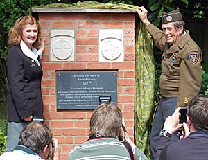 The unveiling of the memorial to the 507th US Parachute Infantry Regiment.