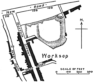 Plan of Worksop Castle earthworks