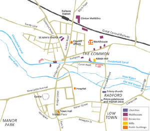 Map of Worksop c.1914 (click on the image above to view larger version of the map).