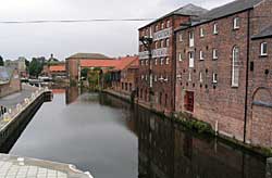 Newark Town Lock and late 19th century riverside warehouses, Millgate, Newark-on-Trent.