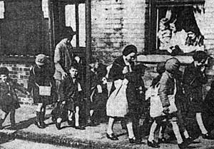 "Evacuees from the south and east coasts arrive in Nottingham and surrounding villages as invasion appears inevitable" (September 1939).