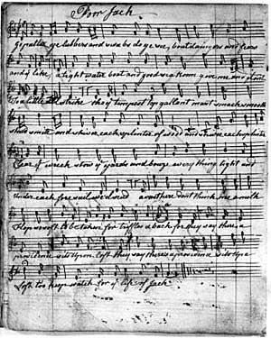 A folk song from the daybook of John Reddish, East Bridgford, 1780-1805. Courtesy of Anne Cockburn.