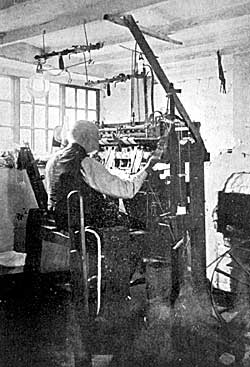 Stocking frame in action, c.1910.