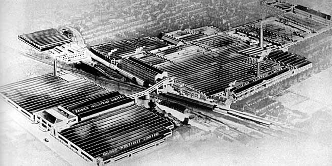 The Raleigh factory in Lenton in the 1950s.